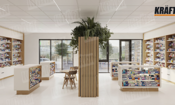 KRAFT Metal Cassettes: a pharmacy space where lightness is literally in the air